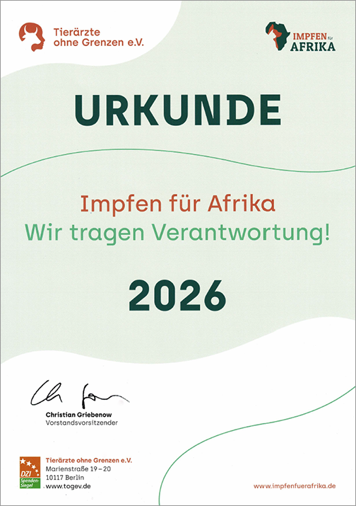  Urkunde Impfen für Afrika